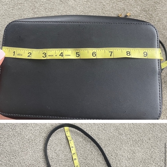 Black and Red Leather Shoulder Bag with Adjustable Strap - Picture 6 of 9